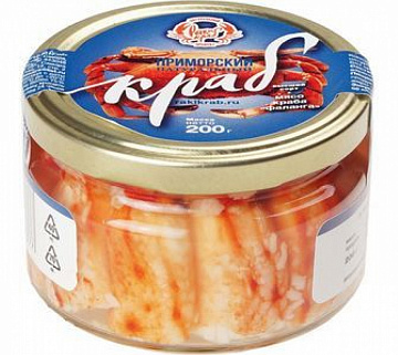 Фото Краб приморский (200 г), стеклянная банка