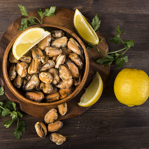 Превью Мидии очищенные варено-мороженые 1 кг (100/200)