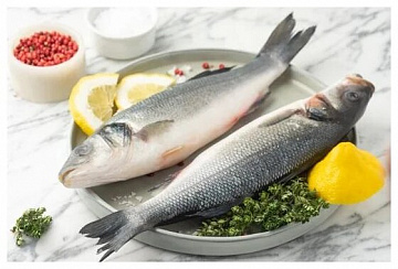 Фото Сибас свежемороженый непотрошёный с головой (400-600гр)