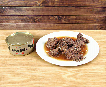 Превью Тушеное мясо лося (тушенка из лосятины)